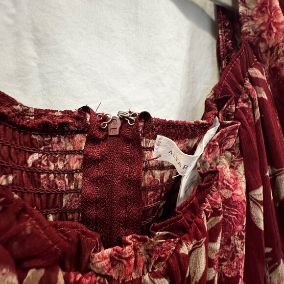 Altar'd State | Deane Floral Tiered Maxi Dress | Burgundy | Medium - Picture 4 of 7